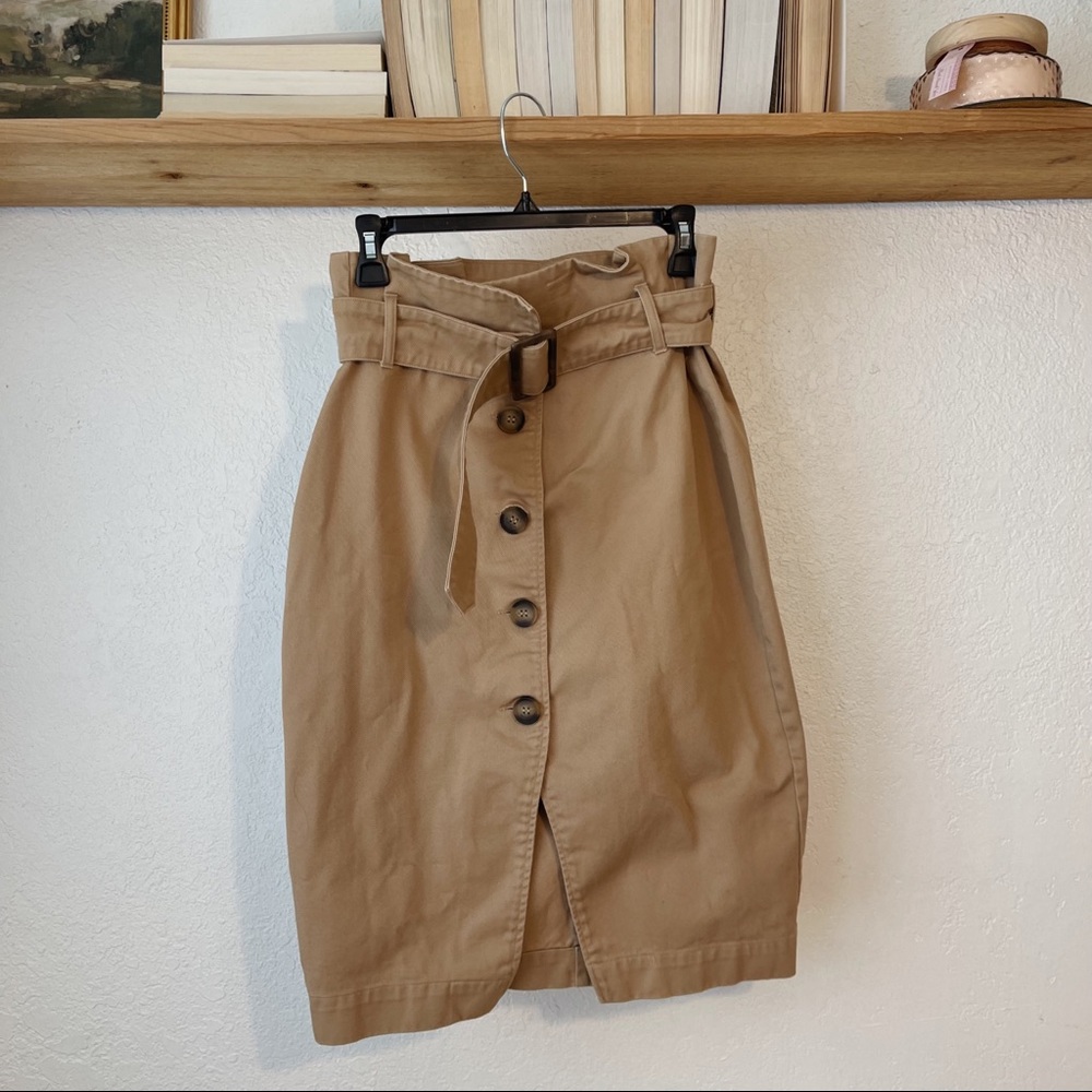 Tan paper bag waist skirt